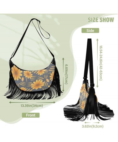 Women Fringe Tassel Cross Body Bag Colorful Dinosaur Leisure Shoulder Bag Color189 $14.54 Crossbody Bags