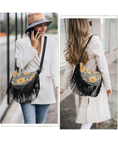 Women Fringe Tassel Cross Body Bag Colorful Dinosaur Leisure Shoulder Bag Color189 $14.54 Crossbody Bags