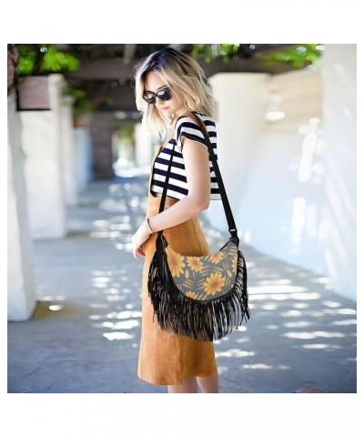 Women Fringe Tassel Cross Body Bag Colorful Dinosaur Leisure Shoulder Bag Color189 $14.54 Crossbody Bags