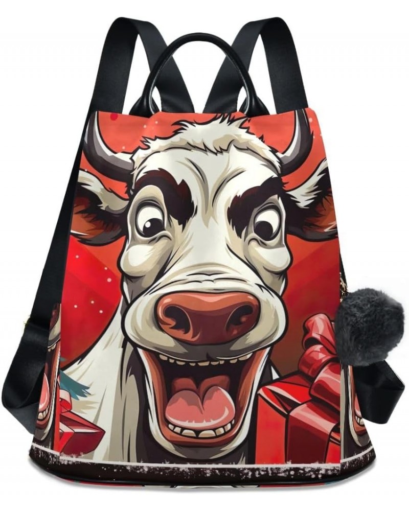 Colorful Cloud Wolf Women Backpack Purse Anti Theft Back Zipper Design Travel Bag Funny Cow Christmas Trees $22.94 Backpacks