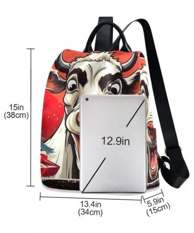 Colorful Cloud Wolf Women Backpack Purse Anti Theft Back Zipper Design Travel Bag Funny Cow Christmas Trees $22.94 Backpacks