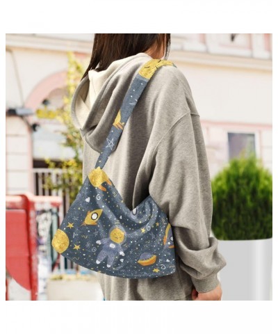 Spaceship Cats Space Furry Tote Bag for Women Crossbody Bag Shoulder Purse Handbag Puffer Tote with Zipper for Fall Winter $8...