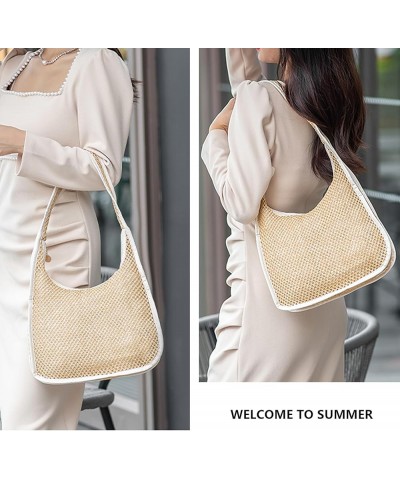 Woven Casual Tote Bags Shoulder Bag Small Beach Straw Bag for Women Hobo Handbags for daily use and Outdoor Vacation Brown $1...