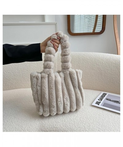 Women's Plush Shoulder Bag for Women Plush Tote Bag Women Fluffy Bag Furry Purse Fluffy Tote Bag Handbag Beige $32.82 Totes