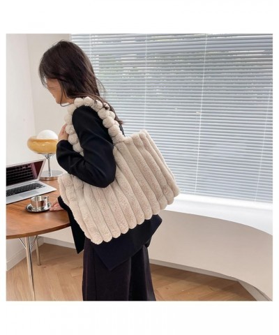 Women's Plush Shoulder Bag for Women Plush Tote Bag Women Fluffy Bag Furry Purse Fluffy Tote Bag Handbag Beige $32.82 Totes