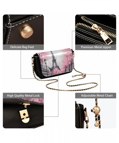 Eiffel Tower Pink Crossbody Bags for Women Retro Cross Body Purse Small PU Leather Shoulder Handbags with Chain Strap $19.24 ...