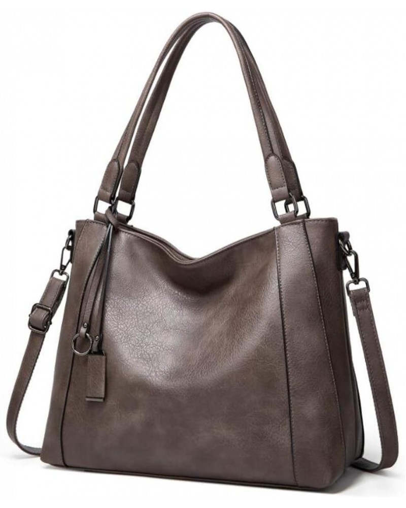 Women Tote Handbag Soft Pu Leather Shoulder Crossbody Bag Multifuctional Gray $33.23 Totes