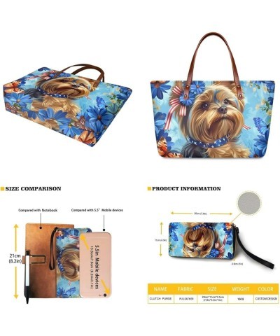 2 Piece Handbag Set Satchel Purse Women's Large Tote Bag with PU Wallet Large Hand Bag Purses Shoulder Bag Yorkshire Terrier ...