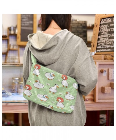 Lovely Duck Florals Plush Shoulder Bag Furry Tote Handbag Purse Faux Fur Crossbody Bag for Women $10.78 Shoulder Bags