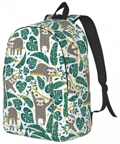 Adorable Sloth Print Unisex Canvas Bag Canvas Shoulder Pouch Pack Lightweight Backpack For Woman Lady Black Medium $23.06 Bac...