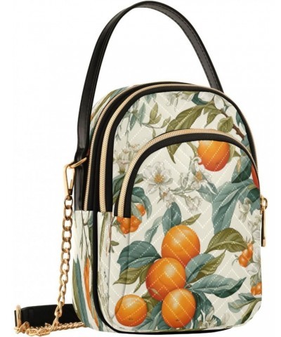 Quilted Crossbody Bags for Women,Orange Green Leaves Women's Crossbody Handbags Small Travel Purses Phone Bag $9.46 Crossbody...