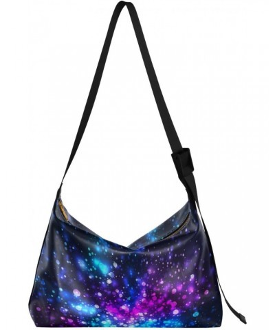 Large Crossbody Bag Abstract Blue Purple Universe Space Galaxy PU Leather Shoulder Bag for Women Girls $16.17 Crossbody Bags