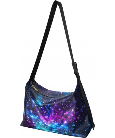 Large Crossbody Bag Abstract Blue Purple Universe Space Galaxy PU Leather Shoulder Bag for Women Girls $16.17 Crossbody Bags