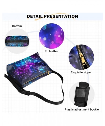 Large Crossbody Bag Abstract Blue Purple Universe Space Galaxy PU Leather Shoulder Bag for Women Girls $16.17 Crossbody Bags