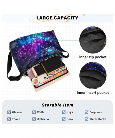 Large Crossbody Bag Abstract Blue Purple Universe Space Galaxy PU Leather Shoulder Bag for Women Girls $16.17 Crossbody Bags