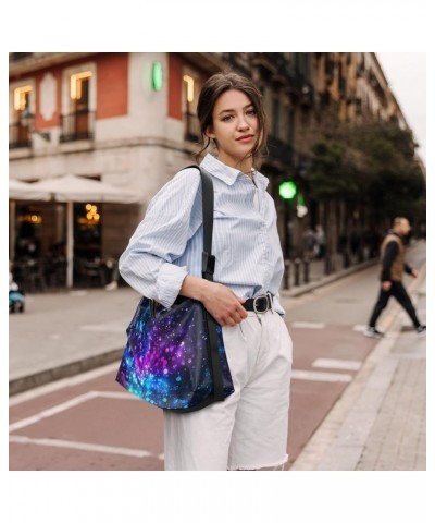 Large Crossbody Bag Abstract Blue Purple Universe Space Galaxy PU Leather Shoulder Bag for Women Girls $16.17 Crossbody Bags