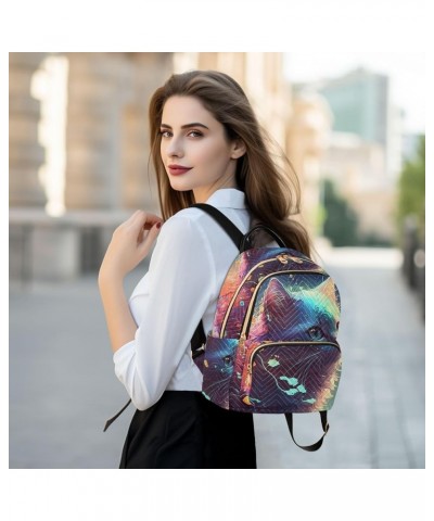 Women's Medium Fashion Backpack Watercolor Fantasy Cat Print Ladies Travel Daypack Aesthetic Shoulder Bag 10.2×5.1×12.5 IN $1...