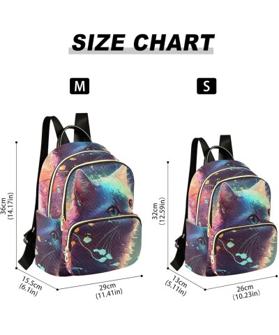 Women's Medium Fashion Backpack Watercolor Fantasy Cat Print Ladies Travel Daypack Aesthetic Shoulder Bag 10.2×5.1×12.5 IN $1...