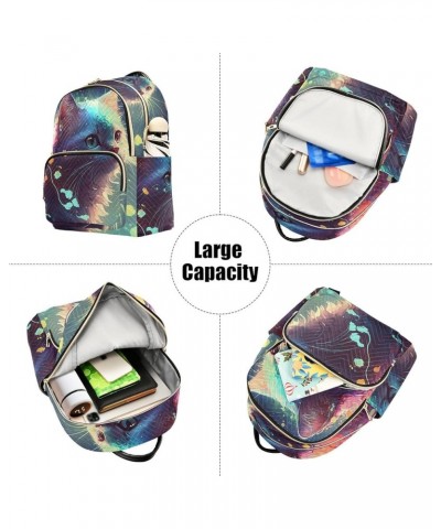 Women's Medium Fashion Backpack Watercolor Fantasy Cat Print Ladies Travel Daypack Aesthetic Shoulder Bag 10.2×5.1×12.5 IN $1...