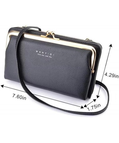 Vegan leather Crossbody stylish women handbag wallet with phone pocket for easy access, Adjustable straps,vintage look Black ...