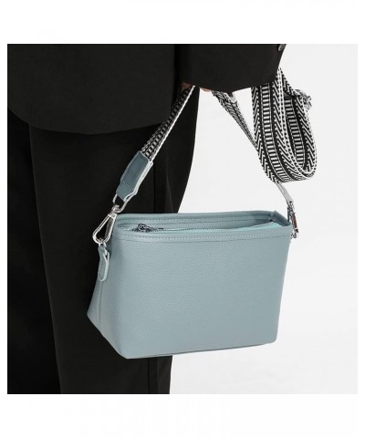 Women Fashion Genuine Leather Shoulder bag,Crossbody Bag for Women Wide Strap Shoulder Bag Top Zip 02-lightblue $17.39 Should...