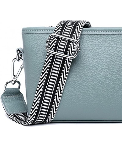 Women Fashion Genuine Leather Shoulder bag,Crossbody Bag for Women Wide Strap Shoulder Bag Top Zip 02-lightblue $17.39 Should...