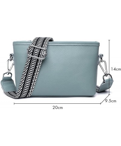 Women Fashion Genuine Leather Shoulder bag,Crossbody Bag for Women Wide Strap Shoulder Bag Top Zip 02-lightblue $17.39 Should...