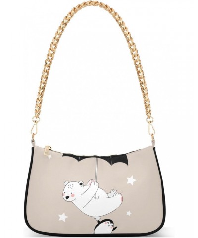 White Bear and Penguin Shoulder Bags for Women, Mini Purse Small Shoulder Purses for Women Handbags Clutch Purse Trendy Purse...