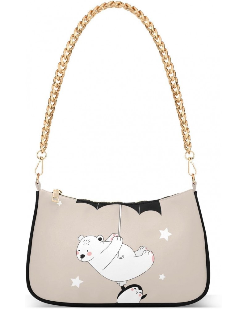 White Bear and Penguin Shoulder Bags for Women, Mini Purse Small Shoulder Purses for Women Handbags Clutch Purse Trendy Purse...