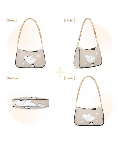 White Bear and Penguin Shoulder Bags for Women, Mini Purse Small Shoulder Purses for Women Handbags Clutch Purse Trendy Purse...