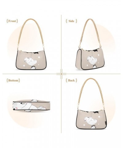 White Bear and Penguin Shoulder Bags for Women, Mini Purse Small Shoulder Purses for Women Handbags Clutch Purse Trendy Purse...