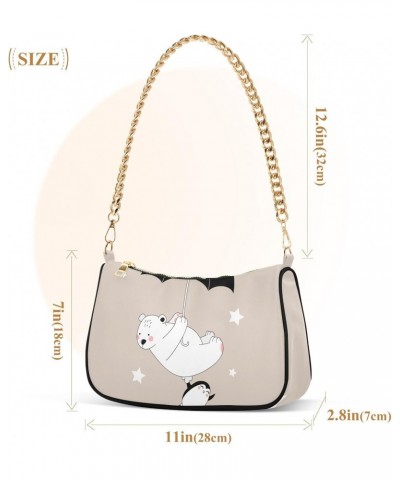 White Bear and Penguin Shoulder Bags for Women, Mini Purse Small Shoulder Purses for Women Handbags Clutch Purse Trendy Purse...