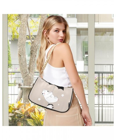 White Bear and Penguin Shoulder Bags for Women, Mini Purse Small Shoulder Purses for Women Handbags Clutch Purse Trendy Purse...