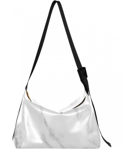 White Marble Art Womens Tote Bag Leather Shoulder Bag For Women Men Large Hobo Cross Body Bags Handbag $15.98 Totes