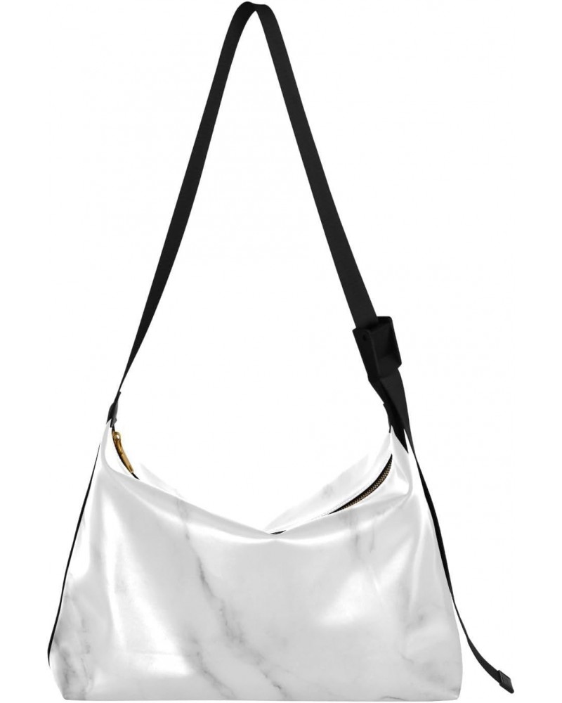 White Marble Art Womens Tote Bag Leather Shoulder Bag For Women Men Large Hobo Cross Body Bags Handbag $15.98 Totes