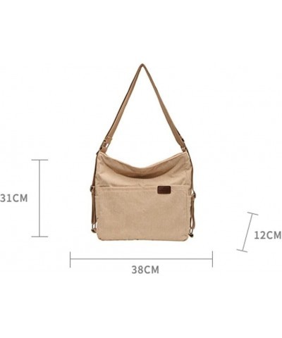 Women's Large Capacity Crossbody Bag Corduroy Tote Purse Satchel Commute Hobo Bag Work Bags Backpack with Multi-pocket Beige ...