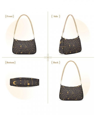 Ethnic Dream Catcher Tiling Cluch Purse Fashion Handbags for Women Gold Crescent Stars on Black $16.42 Shoulder Bags