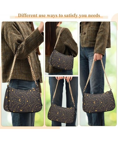 Ethnic Dream Catcher Tiling Cluch Purse Fashion Handbags for Women Gold Crescent Stars on Black $16.42 Shoulder Bags