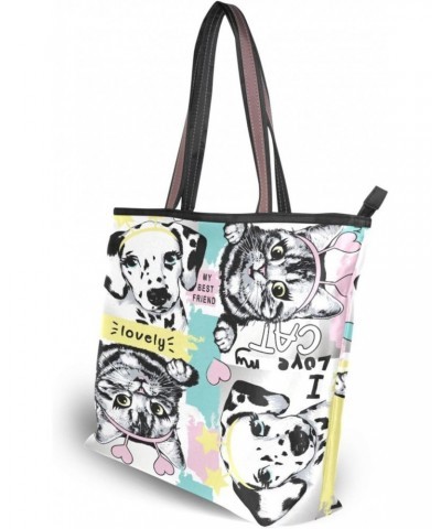 Womens Tote Bag, Dalmatian Puppy Cats Ladies Zip Shoulder Handbags $13.67 Shoulder Bags