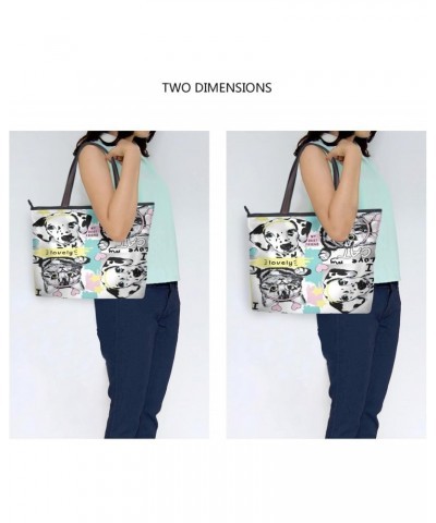 Womens Tote Bag, Dalmatian Puppy Cats Ladies Zip Shoulder Handbags $13.67 Shoulder Bags