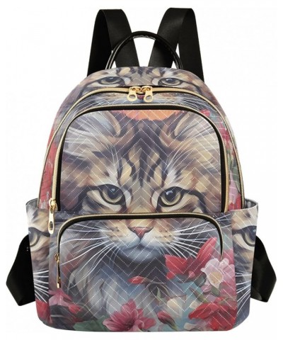 Women's Small Fashion Backpack Painting Longhair Cat Print Ladies Travel Daypack Aesthetic Shoulder Bag 11.4×6.1×14.1 IN $13....