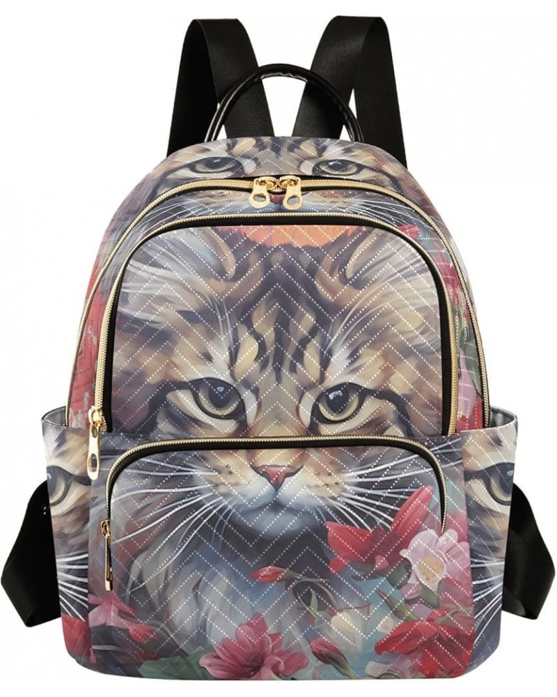 Women's Small Fashion Backpack Painting Longhair Cat Print Ladies Travel Daypack Aesthetic Shoulder Bag 11.4×6.1×14.1 IN $13....