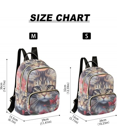 Women's Small Fashion Backpack Painting Longhair Cat Print Ladies Travel Daypack Aesthetic Shoulder Bag 11.4×6.1×14.1 IN $13....