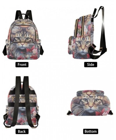 Women's Small Fashion Backpack Painting Longhair Cat Print Ladies Travel Daypack Aesthetic Shoulder Bag 11.4×6.1×14.1 IN $13....