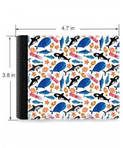 Unique Desige Pattern - Clownfish, shark, whale, starfish and swordfish pattern, Slim Front Pocket Wallet Billfold RFID Block...