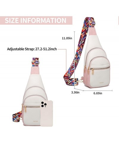 Small Sling Bag for Women Leather Crossbody Bags Fanny Pack Crossbody Chest Bags Purse E-pink With White $15.38 Crossbody Bags