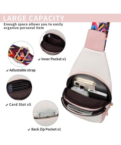 Small Sling Bag for Women Leather Crossbody Bags Fanny Pack Crossbody Chest Bags Purse E-pink With White $15.38 Crossbody Bags