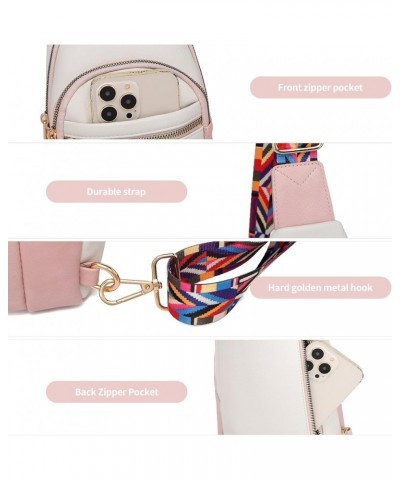 Small Sling Bag for Women Leather Crossbody Bags Fanny Pack Crossbody Chest Bags Purse E-pink With White $15.38 Crossbody Bags