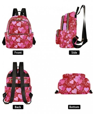 Women Backpack Romance Heart Pink Floral Sweet Anti-Theft Travel Backpack with Luggage Belt Lightweight Handbag Roomy Double ...