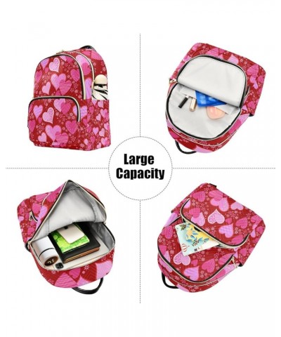 Women Backpack Romance Heart Pink Floral Sweet Anti-Theft Travel Backpack with Luggage Belt Lightweight Handbag Roomy Double ...